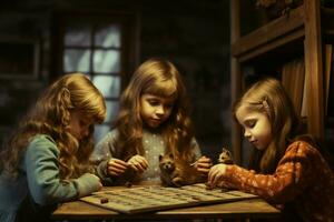 les enfants en jouant planche Jeux avec copains photo