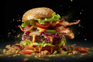 a éclaté axonométrique vue de une Burger Viande petit pâté cr photo