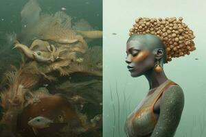 Naturel et fluide dessins inspiré par africain l'eau photo