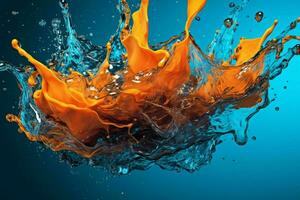 une bleu et Orange l'eau éclaboussure avec une bleu matiè photo