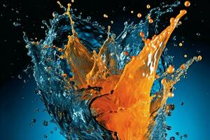 une bleu et Orange l'eau éclaboussure avec une bleu matiè photo