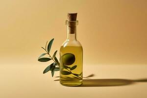 une bouteille de olive pétrole avec une Liège dans le Haut photo