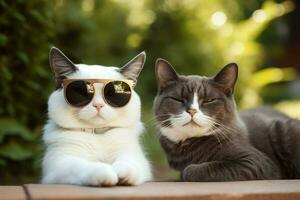 une chat portant des lunettes de soleil et une noir et blanc Californie photo