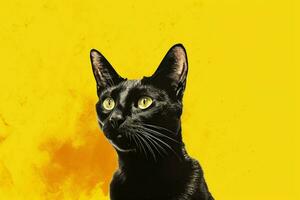 une chat avec une Jaune Contexte photo