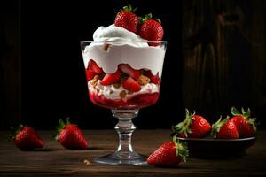 une verre de fraise parfait avec des fraises o photo