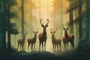 une groupe de cerf par animaux illustration photo