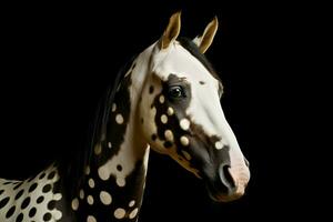 une cheval avec une blanc place sur ses tête photo