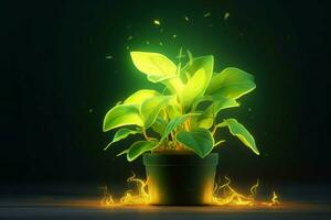 une plante avec vert feuilles et Jaune lumière brillant photo