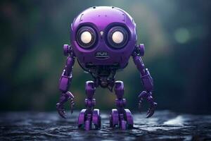 une violet robot avec une violet tête et violet yeux photo
