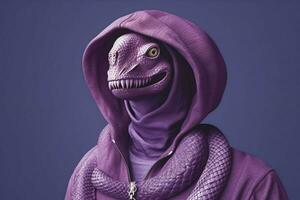 une violet serpent avec une sweat à capuche cette ditskullon il photo