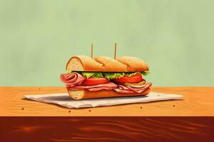 une sandwich fabriqué de Espagnol Serrano jambon sur une table photo