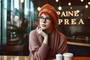 une femme portant des lunettes avec le mot panera sur t photo