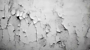 une spectaculaire noir et blanc image de une peeling peindre mur, mise en évidence le contraste entre le lisse et texturé domaines. ai généré. photo
