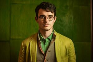 une Jeune homme portant des lunettes pour Hommes avec une vert photo