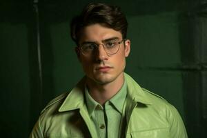 une Jeune homme portant des lunettes pour Hommes avec une vert photo