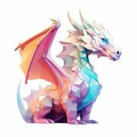 illustration de une fantastique dragon , pastel tétradique couleurs, vecteur art, mignonne et excentrique, fantaisie art, aquarelle effet, blanc Contexte. ai généré photo