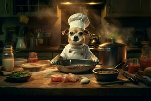 chef chien cuisine nourriture photo