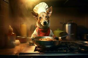 chef chien cuisine nourriture photo