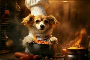 chef chien cuisine nourriture photo