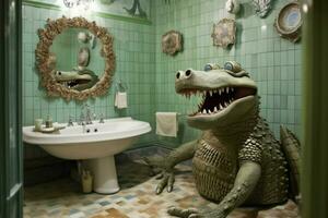 crocodile salle de bains image HD photo