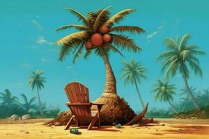 de en dessous de une noix de coco arbre une longue plage chaise illu photo