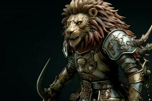 Lion Roi avec plein armure et arme photo