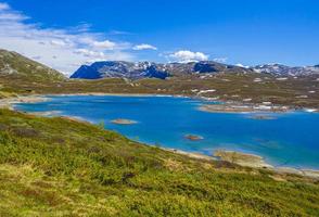 vavatn lac panorama paysage rochers montagnes hemsedal norvège. photo