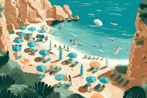 Santorin des plages offre turquoise félicité illustrat photo