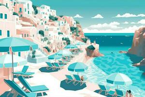 Santorin des plages offre turquoise félicité illustrat photo