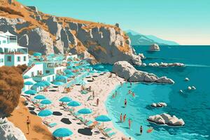 Santorin des plages offre turquoise félicité illustrat photo