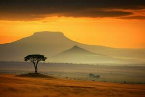 le coucher du soleil Kenya paysage Montagne photo