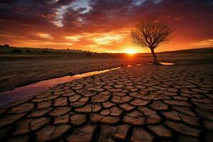 arbre grandir sécheresse le coucher du soleil photo