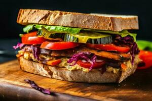 végétalien sandwich fabriqué avec entier grain pain et st photo