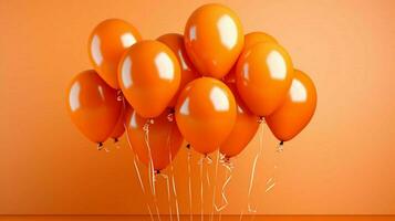 une bouquet de Orange des ballons avec le nombre 1 sur photo