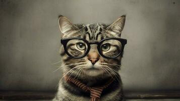 une chat portant des lunettes et une paire de des lunettes photo