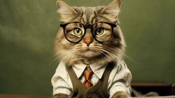 une chat portant des lunettes et une paire de des lunettes photo