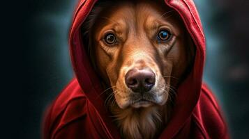 une chien dans une sweat à capuche photo