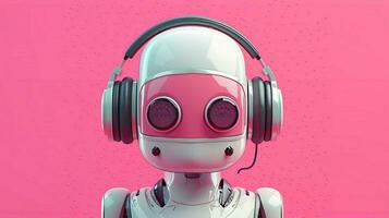 une affiche pour une robot avec une rose casque de musique photo