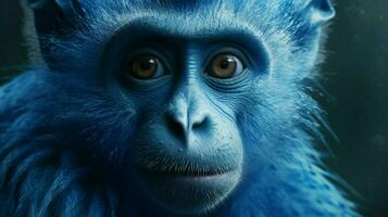 une affiche cette dit le bleu singe sur il photo