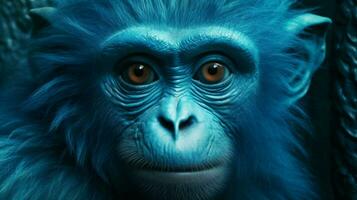 une affiche cette dit le bleu singe sur il photo