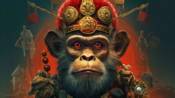 une affiche cette dit le singe roi il photo