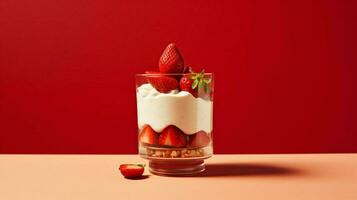 une fraise parfait avec des fraises sur Haut asseoir photo