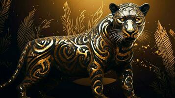 noir guépard tigre dans d'or modèle photo
