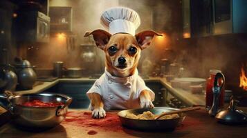 chef chien cuisine nourriture photo