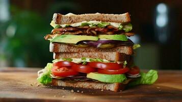 prendre plaisir une Frais et savoureux végétalien sandwich fabriqué photo