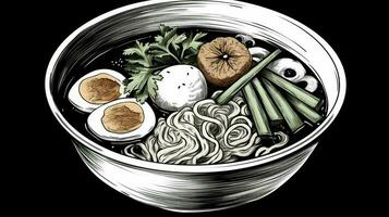 Japonais ramen soupe est traditionnellement délicieux photo