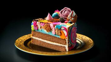 tranche de gâteau décoré avec vibrant couleurs photo