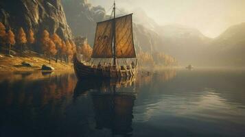 grand et gracieux viking navire glissement par photo