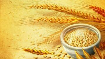 le blé grain et farine dans fermer illustration photo