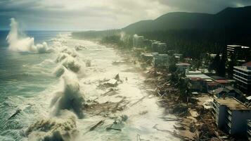 tsunami fuyant révélateur le choquant dommage photo